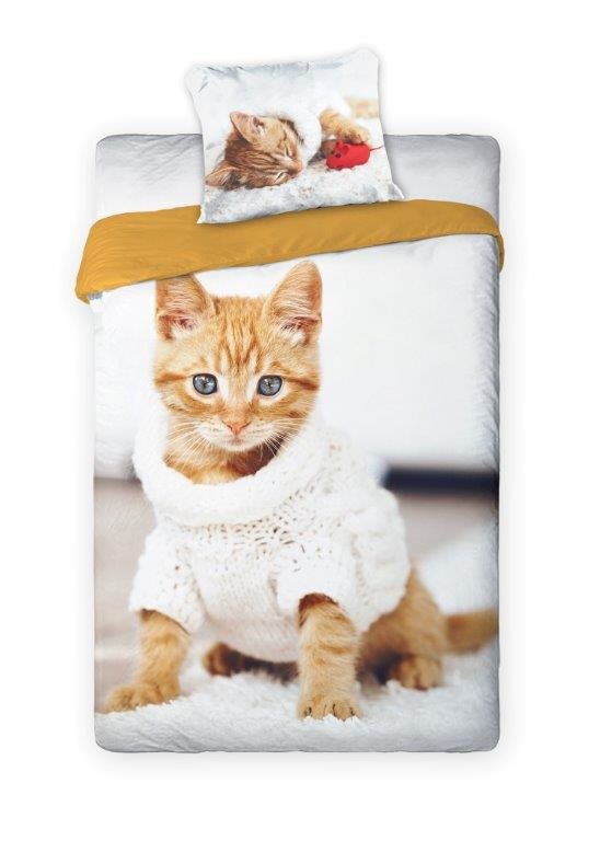Katte sengetøj sæt "kat strik" 140x200 cm