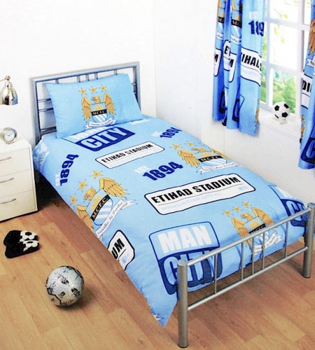 Manchester City fodbold sengesæt 135cm x 200cm sengetøj senior
