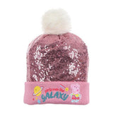 Gurli Gris Glitter "pom pom" Hue Pink og Handsker