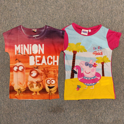 Tøjpakke 5-6 år - Minions & Gurli Gris t-shirts