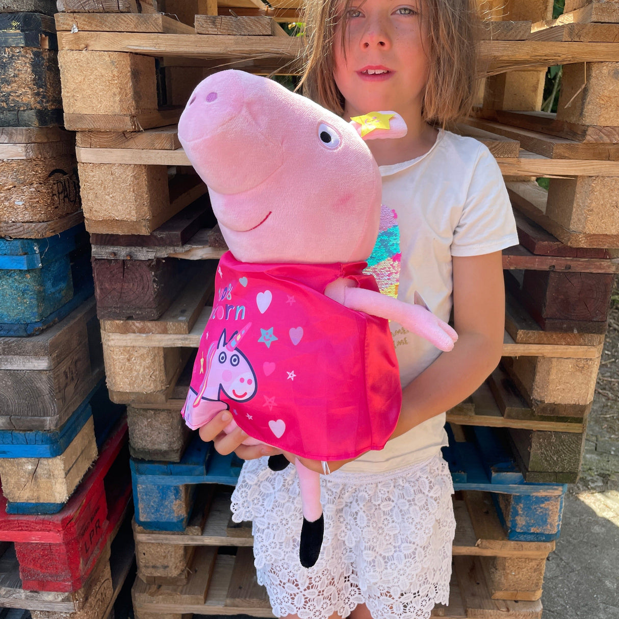 Gurli Gris pink unicorn kjole bamse stor