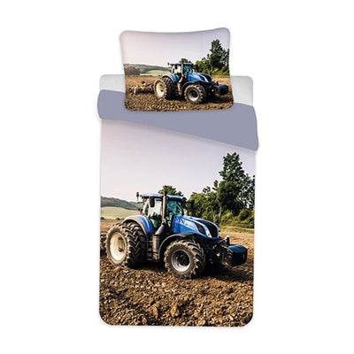 Traktor junior sengesæt blå traktor 100% øko-tex bomuld