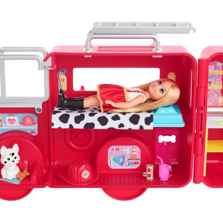 Barbie Brandbil incl figur og masser af dele - 21x40 cm