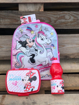 Minnie Mouse Unicorn Startersæt rygsæk/madkasse/drikkedunk