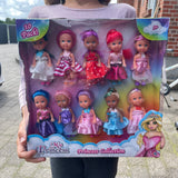 Pakke med 10 små prinsesse dukker