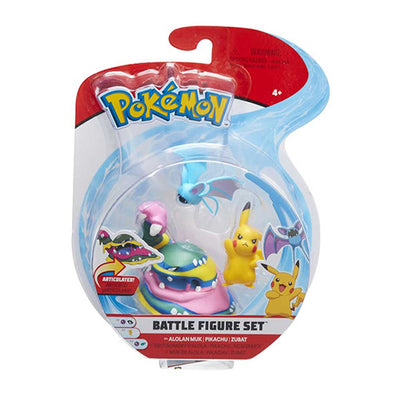 Pokemon 3pack figursæt - Pikachu, Alohan Muk, Zuhat