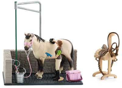 Schleich vaskestation incl hest og tilbehør