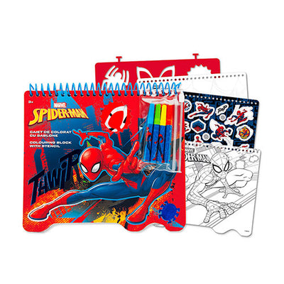 Kreativ Spiderman malesæt med klistermærker og tuscher