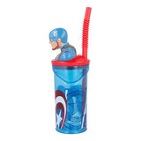 Captain America 3D krus med sugerør 360ML