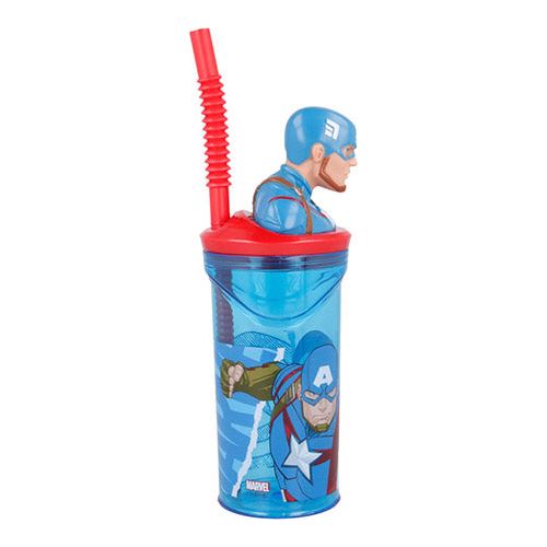 Captain America 3D krus med sugerør 360ML