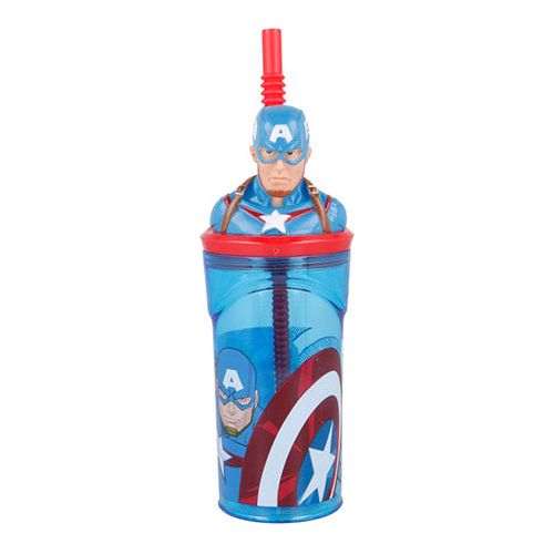 Captain America 3D krus med sugerør 360ML